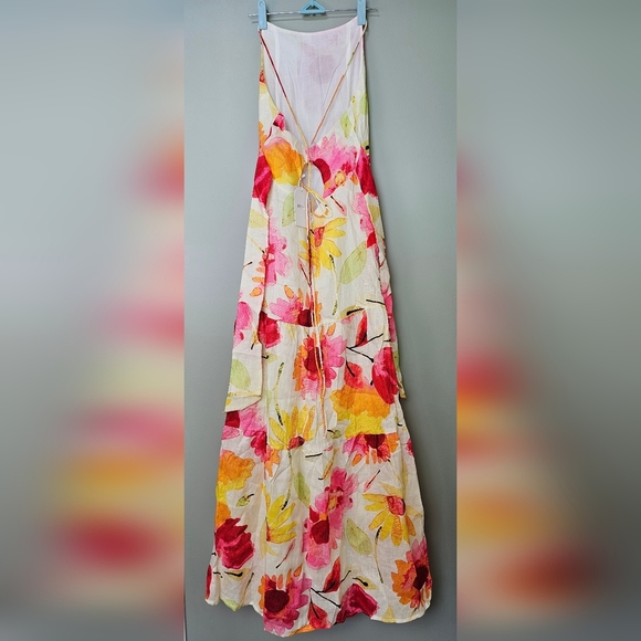 Rumer Sunshine Halter Maxi Dress, Pink Orange Yellow Floral, Small - Picture 6 of 11